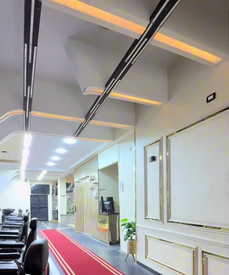 The main floor at RAMY Barbershop
